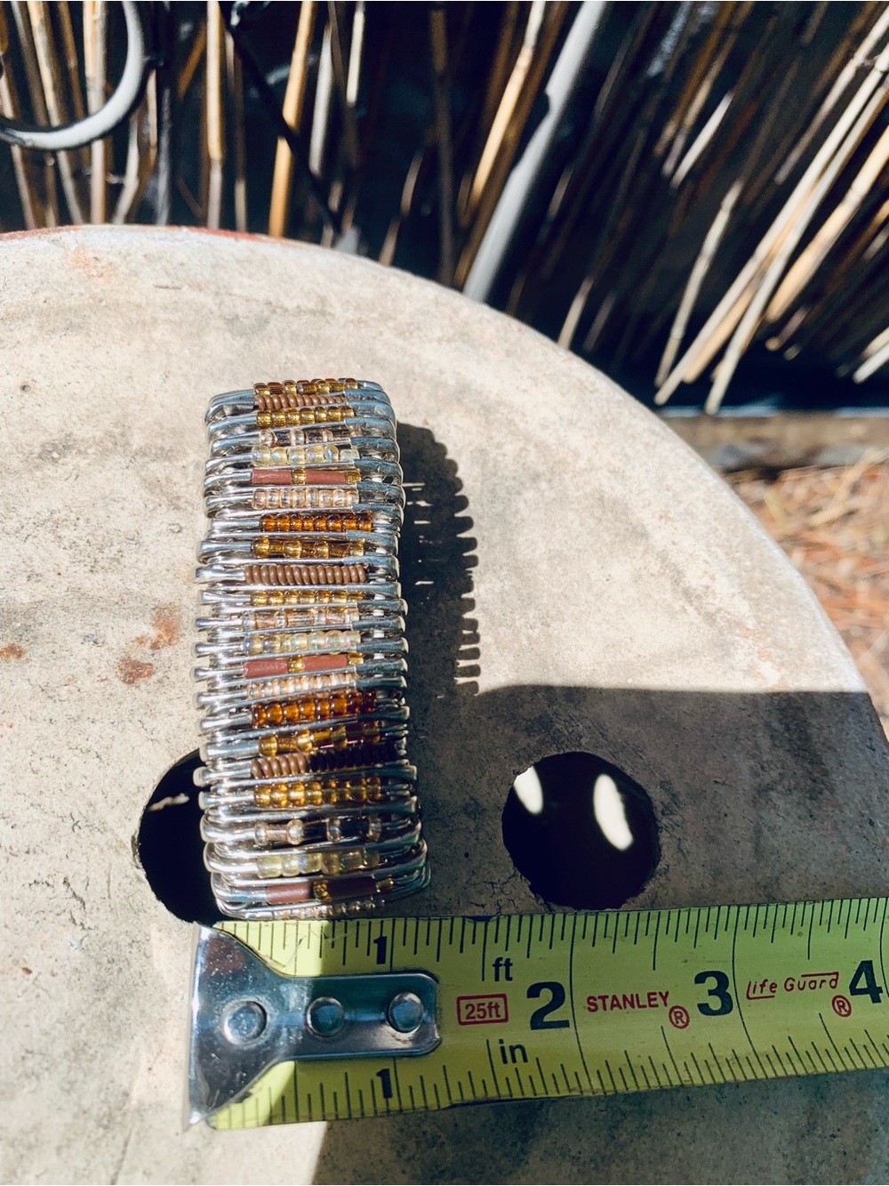Handmade Multi-Tone Beaded Cuff Bracelet - copper & Silver - Picture 7 of 7